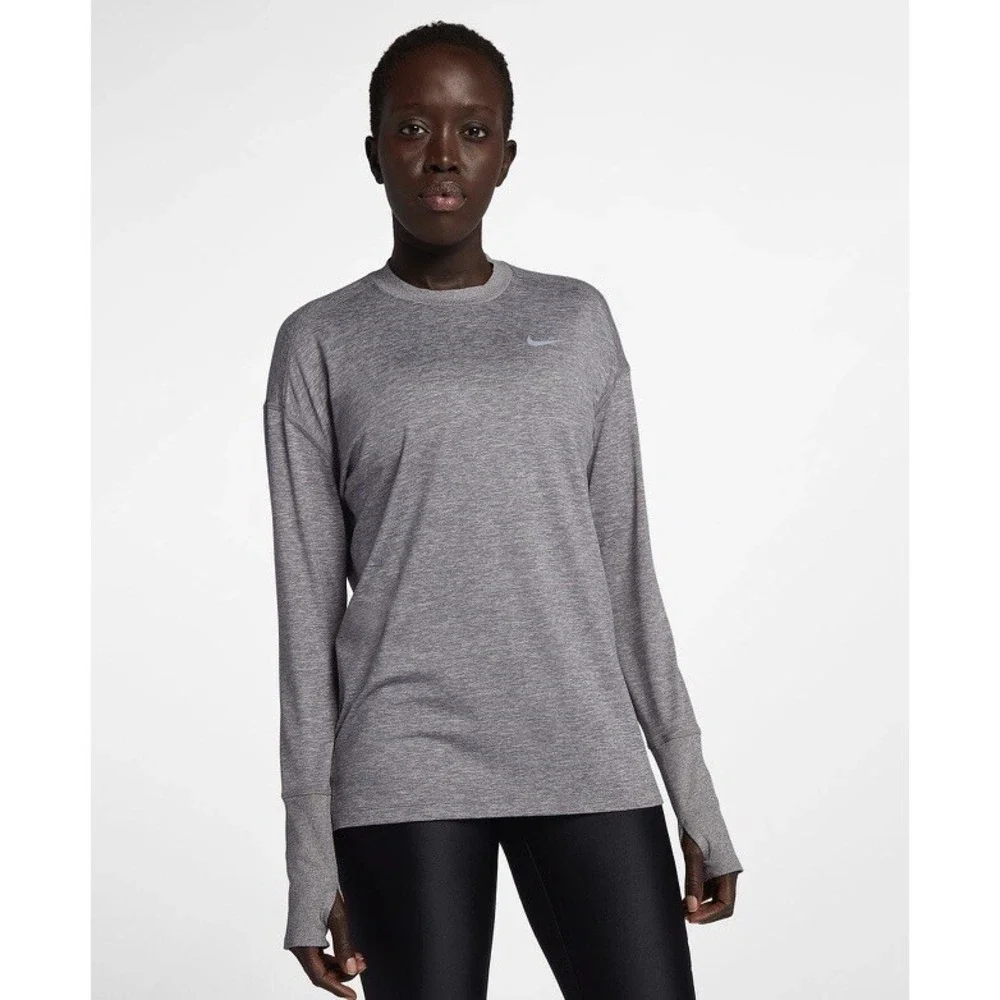 Nike Element Women's XL Gray Long Sleeve Running Shirt Dri Fit Athletic Top NWT